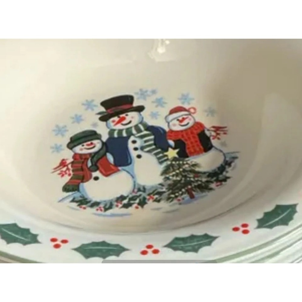 Vintage 16pc GEI Christmas Snowman Family Dinnerware Set Service For 4 - Picture 4 of 4